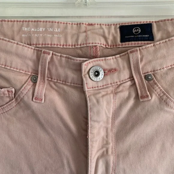 AG Adriano Goldschmied Light Pink ‘The Abbey Ankle’ Mid Rise Super Skinny Jeans - Picture 5 of 6